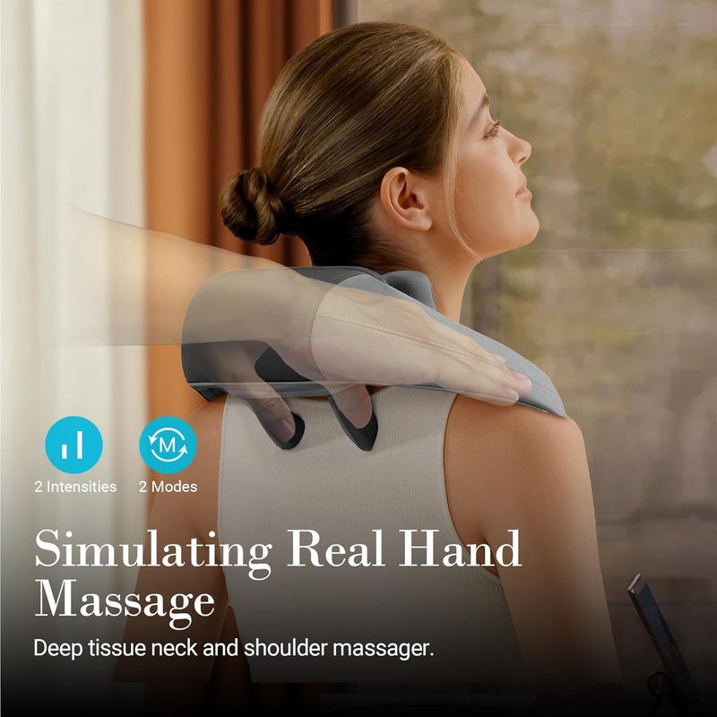 CuPiLo Neck Shoulder Massager with Heat - FSA Eligible, 4D Expert Deep Tissue Kneading Massager, Rechargeable Massage for Neck, Shoulder, Traps and Back Pain Relief - Image 3